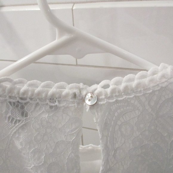 CABLE & GAUGE WHITE COTTON BLEND LACEY TOP. FULLY LINED SIZE SM - Picture 9 of 12
